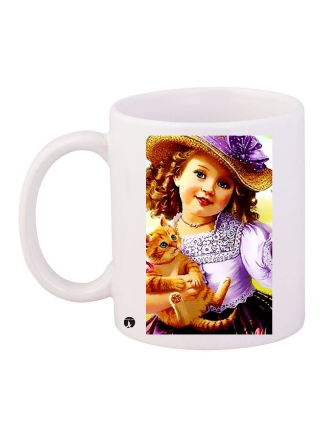 RYN Printed Coffee Mug White/Brown/Purple 11ounce