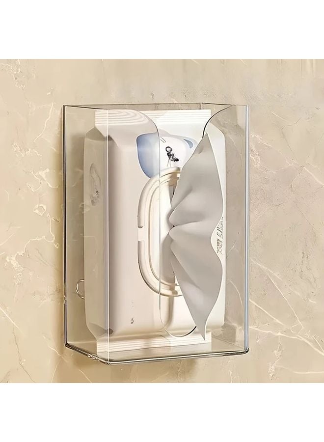 1pc Clear Modern Tissue Box Organizer Open Access Design Minimalist Storage - Image 1