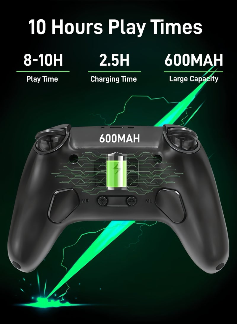 CoolRabbie RGB Wireless Switch Controller for Nintendo Switch 2,Switch Pro Controller for Switch/OLED/Lite/PC/Steam Deck/TV,Gamepad Hall Effect Joystick Trigger with 7 Colors LED Light/3-level TURBO Adjustable,4-Speed Dual Vibration,Support Wake Up and Gyro Axis Motion - Image 4