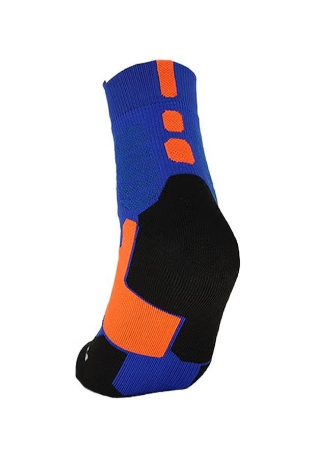 واي جيه جوارب كرة سلة النخبة جوارب رياضية قابلة للتننفس جوارب متوسطة، تدريب رياضي انضغاطي جوارب سميكة للرجال الفتيان أزرق/أسود/برتقالي - Image 5