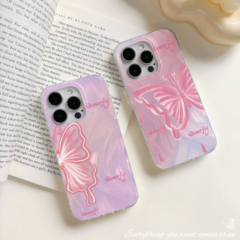 Original Gradient Feather Yarn for Apple 15promax Mobile Phone Case iphone14IMD13 Butterfly 12 High Laser - Image 2