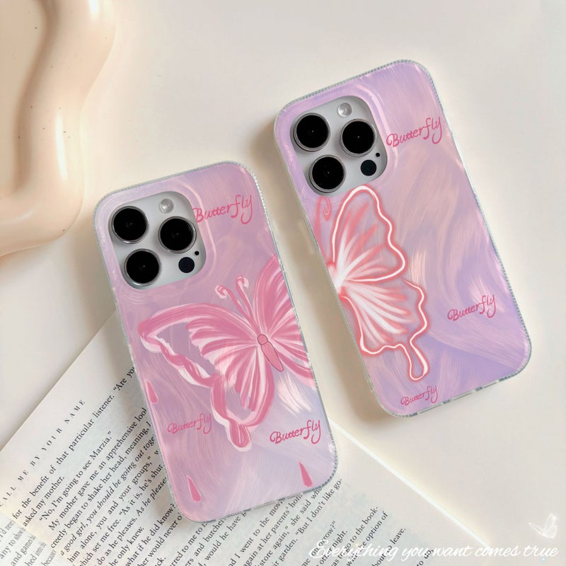 Original Gradient Feather Yarn for Apple 15promax Mobile Phone Case iphone14IMD13 Butterfly 12 High Laser - Image 4