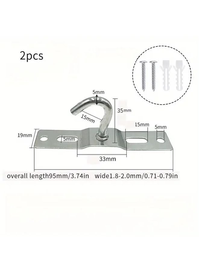 قطعتان من خطافات السقف الفولاذية المقاوم للصدأ مقاس 95 مم، تشطيب فرشاة، لتعلق النباتات في الداخل والخارج - Image 1