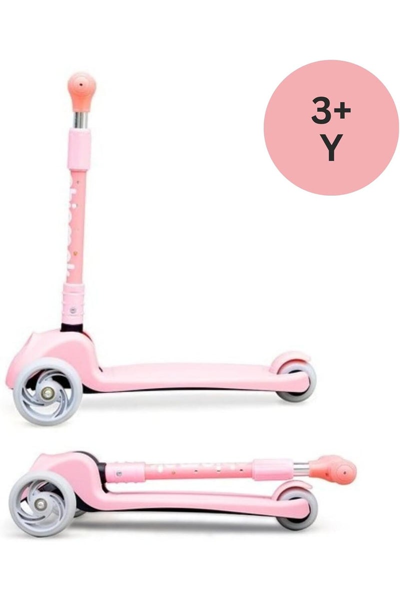 chipmunk 3 Wheel Kick Scooter for Kids & Toddlers – Adjustable T-Bar Handlebar with Lean-to-Turn Steering, Shock-Absorbing PU Wheels, Anti-Slip Deck, and Rear Brake – Safe & Lightweight Outdoor Glider for Girls Pink - Image 1