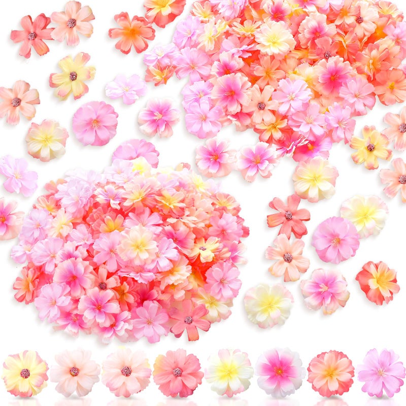 Janinka 120 Pieces Faux Flowers for Crafts Artificial Small Flower Heads Silk Daisy Peony Mini Fabric Flowers Stemless Small Faux Floral for Decoration for Home Wedding Party(Pink) - Image 1