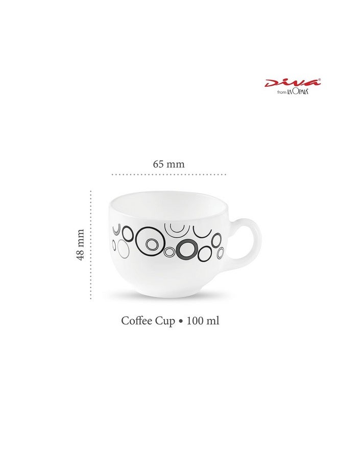 La Opala La Opala Diva, Opal Glass Crockery | Coffee Cup Iris, Set of 6 | Misty Drops, 100 ml | for Tea & Coffee | Microwave Safe | 100% Vegetarian | Toughened Extra Strong | Super Light | Super White  - Image 2