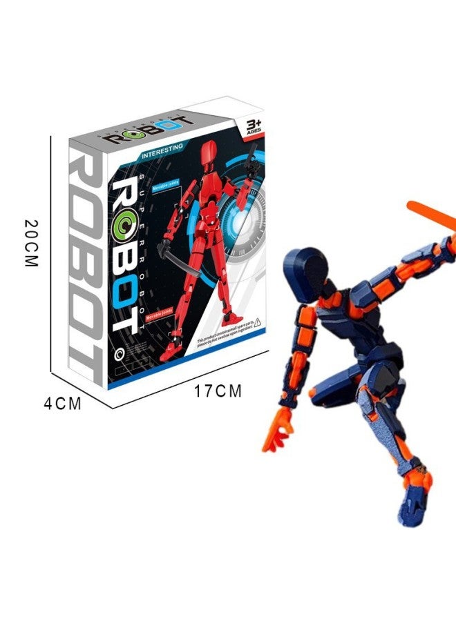 3rd Lucky DIY Doll 3D Printed Toy 13 Joints Movable Full Body Activity Stress Relief Toy Plastic Material From Guangdong-Color:Boxed-Orange Blue Arthroid  - Image 1