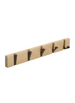 JSVER JSVER Wooden Coat Hooks Coat Rack Wall Mount, Space-Saving Coat Rack with 5 Standard Retractable Hooks, Hat Coat Hook for Entryway, Hallway, Bathroom, Living Room, Bedroom  - Image 1