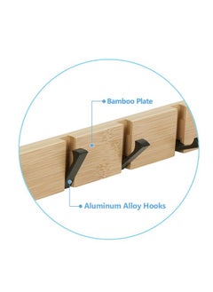 JSVER JSVER Wooden Coat Hooks Coat Rack Wall Mount, Space-Saving Coat Rack with 5 Standard Retractable Hooks, Hat Coat Hook for Entryway, Hallway, Bathroom, Living Room, Bedroom  - Image 3