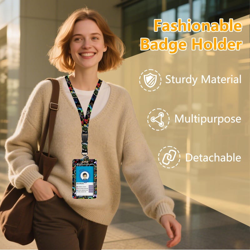 NIWPKDCE Gamepad Badge Holder with Boys Lanyard, Game ID Badge Holder with Retractable Reel Clip and Keychain, Gamer Vertical Identity Card Cover Case Protector for Nurse Lovers - Image 2