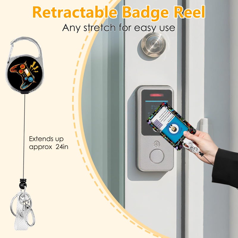 NIWPKDCE Gamepad Badge Holder with Boys Lanyard, Game ID Badge Holder with Retractable Reel Clip and Keychain, Gamer Vertical Identity Card Cover Case Protector for Nurse Lovers - Image 4