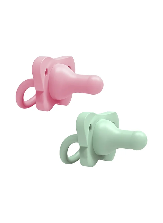 Dr. Brown’s Happypaci Silicone One-Piece Soother - 0-6M, Pink And Green, 2-Pack