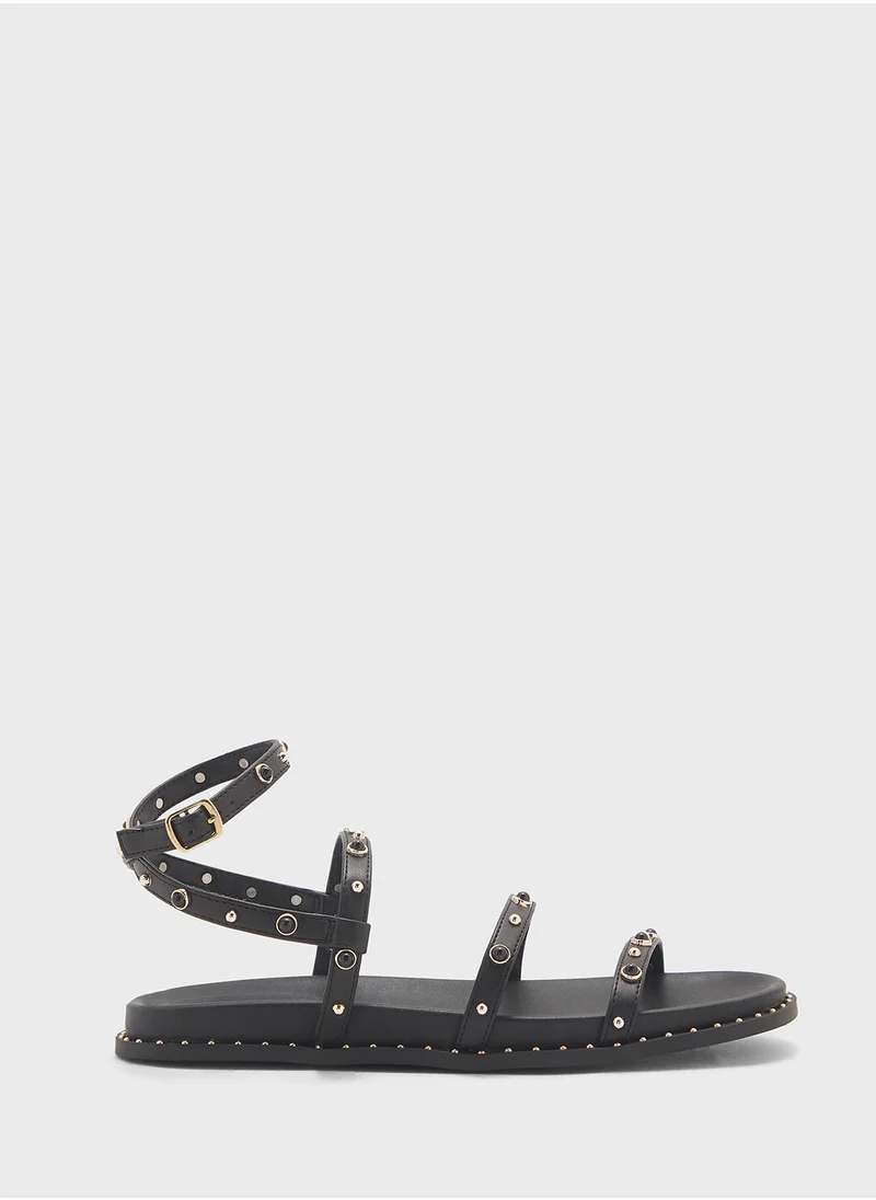 STEVE MADDEN Stormie Ankle Strap Flat Sandals