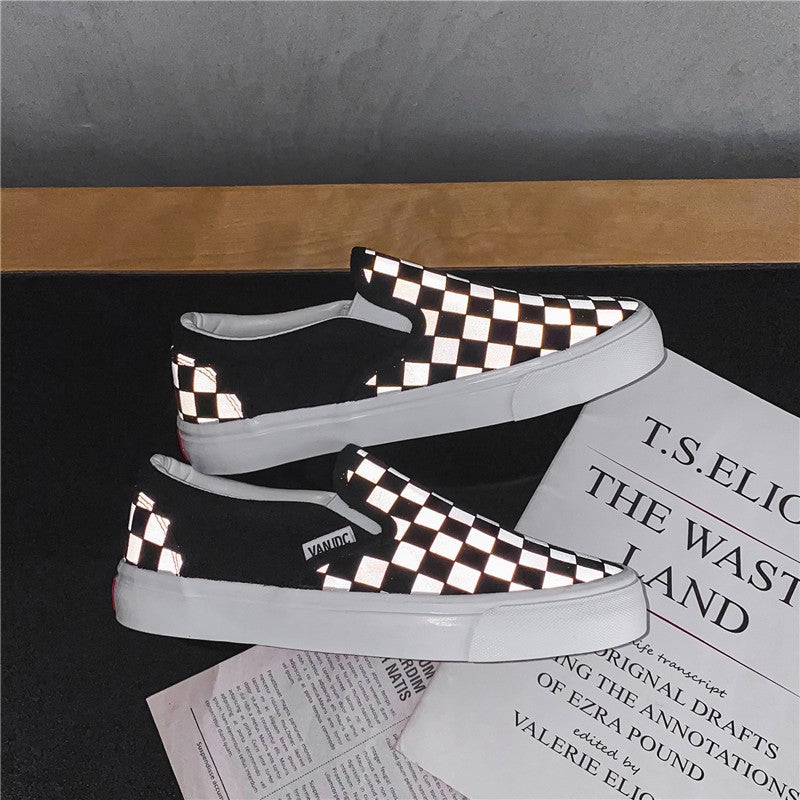 Black and White Checkered Canvas Low Top Sneakers - Image 3