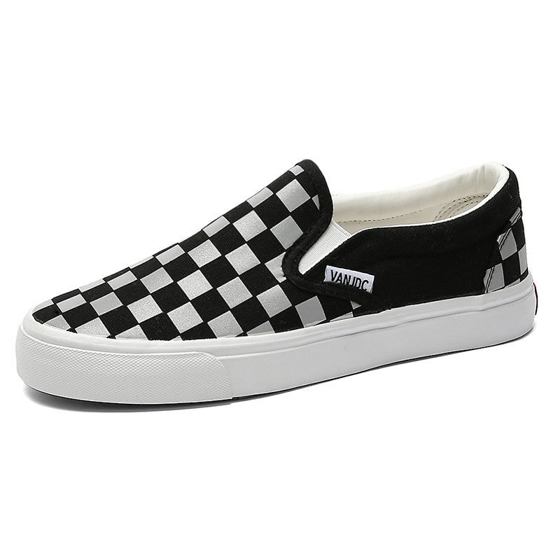 Black and White Checkered Canvas Low Top Sneakers - Image 5