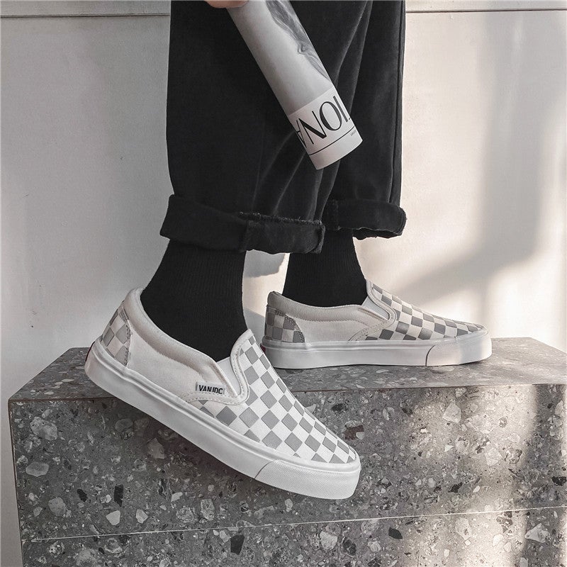 Black and White Checkered Canvas Low Top Sneakers - Image 4