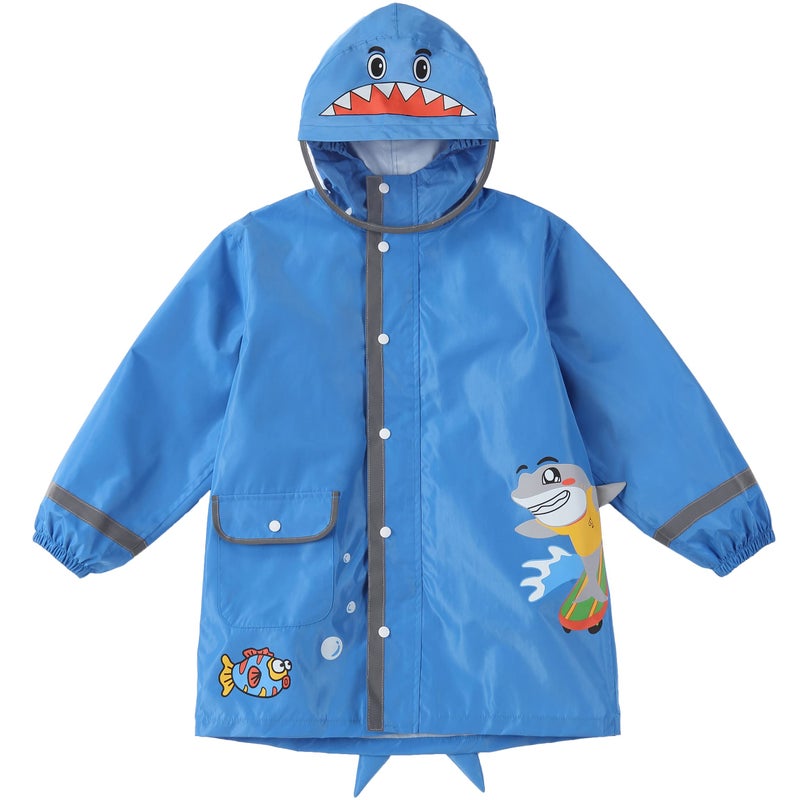 Fewlby Fewlby Toddler Rain Wear Children Boys Girls Raincoat kids poncho Waterproof Hoodie Cute Cartoon Rain Jacket 46 years M Size