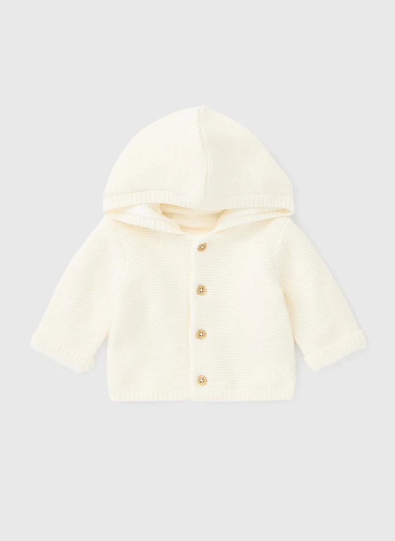 ماتلان Baby Cream Jersey Lined Cardigan