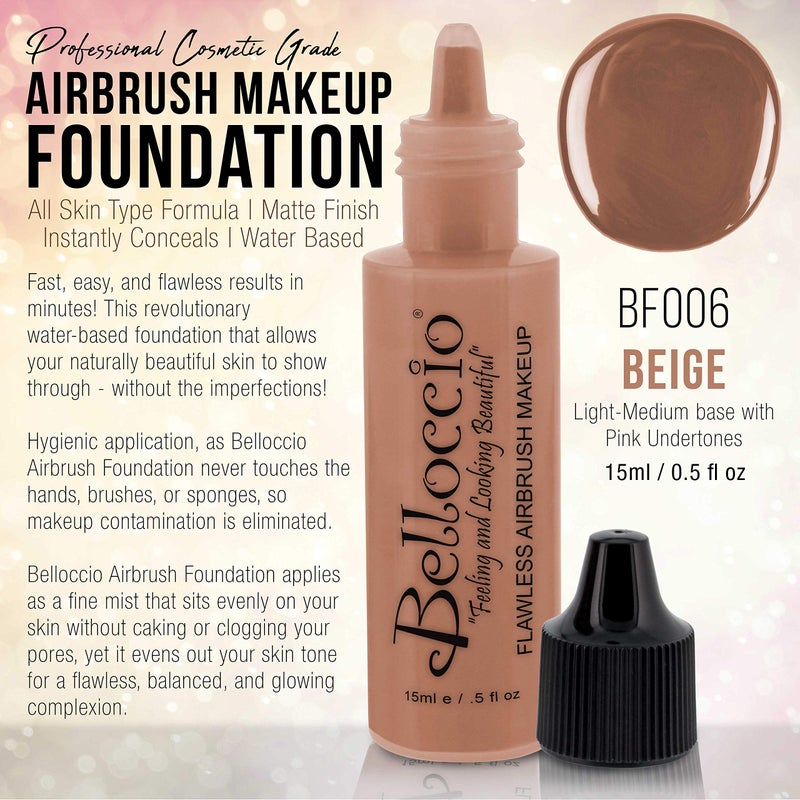 Belloccio's Professional Cosmetic Airbrush Makeup Foundation 1/2oz Bottle: Beige- Light-medium Pink Undertones - Image 2