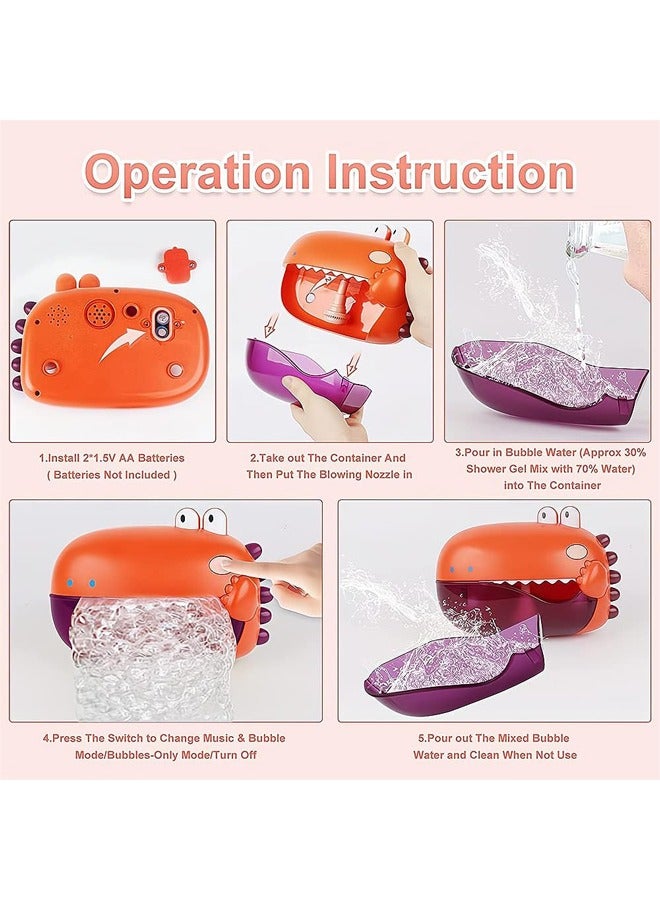 YelaJoy Bath Toy, Bubble Machine Bath Toy for Children, Automatic Silent Bubble Blower with Musical Children's Rhymes Bath Bubble Machine Bubble Machine(Orange) - Image 3