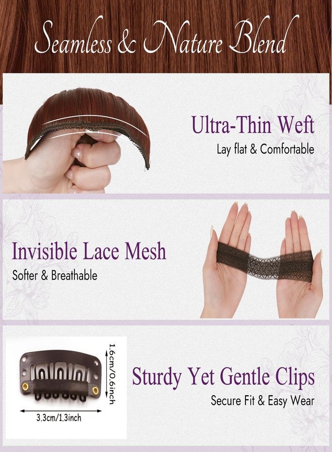 BARSDAR Medium Auburn Clip in Hair Extensions - 20 Inch Loose Wavy Clip in Hair Extensions for Women, 5 PCS Thick Layered Lace Weft Voluminous Easy Wear Soft Synthetic Auburn Hairpieces - Image 3