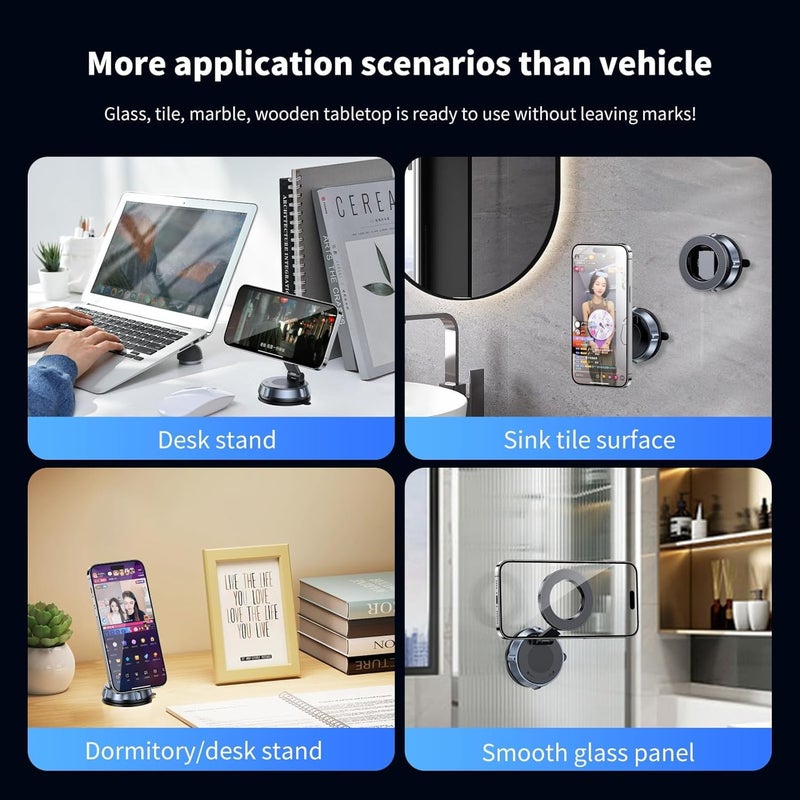 KASTWAVE Vacuum Magnetic Phone Holder for Car, Suction Cup Phone Mount, 360 Degree Foldable Metal Strut Car Mount, Magnet Cars Mounts for All Smartphones & All Vehicle - Image 5