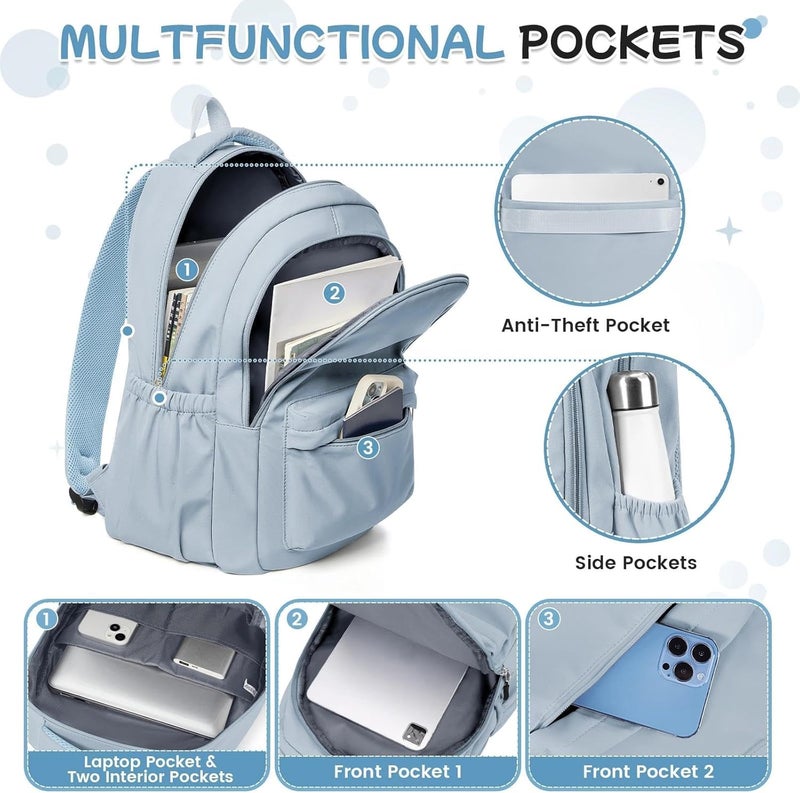 HYC00 School Backpack Womens, Causal Travel School Bags 14 Inch Laptop Backpack for Teenage Girls Lightweight Rucksack Water Resistant Bookbag College Boys Men Work Daypack - Image 3