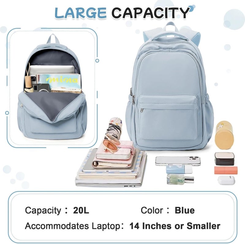 HYC00 School Backpack Womens, Causal Travel School Bags 14 Inch Laptop Backpack for Teenage Girls Lightweight Rucksack Water Resistant Bookbag College Boys Men Work Daypack - Image 5