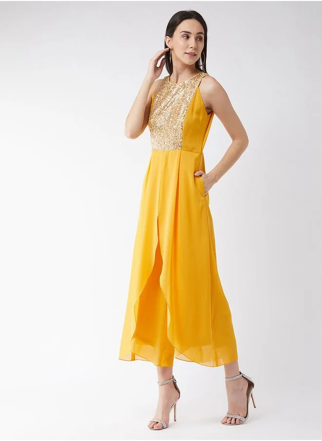 مس تشايس Front Sequin Detail Sleeveless Wide Leg Jumpsuit by Styli