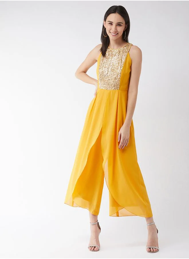 مس تشايس Front Sequin Detail Sleeveless Wide Leg Jumpsuit by Styli