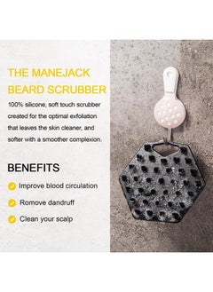 MANEJACK Scalp Exfolizator Tool for Beard Growth, Silicone Mustache Shampoo Comb for Men w/Flexible &Soft Bristles Shower Brush, Scrubber for Dandruff Removal  - Image 2