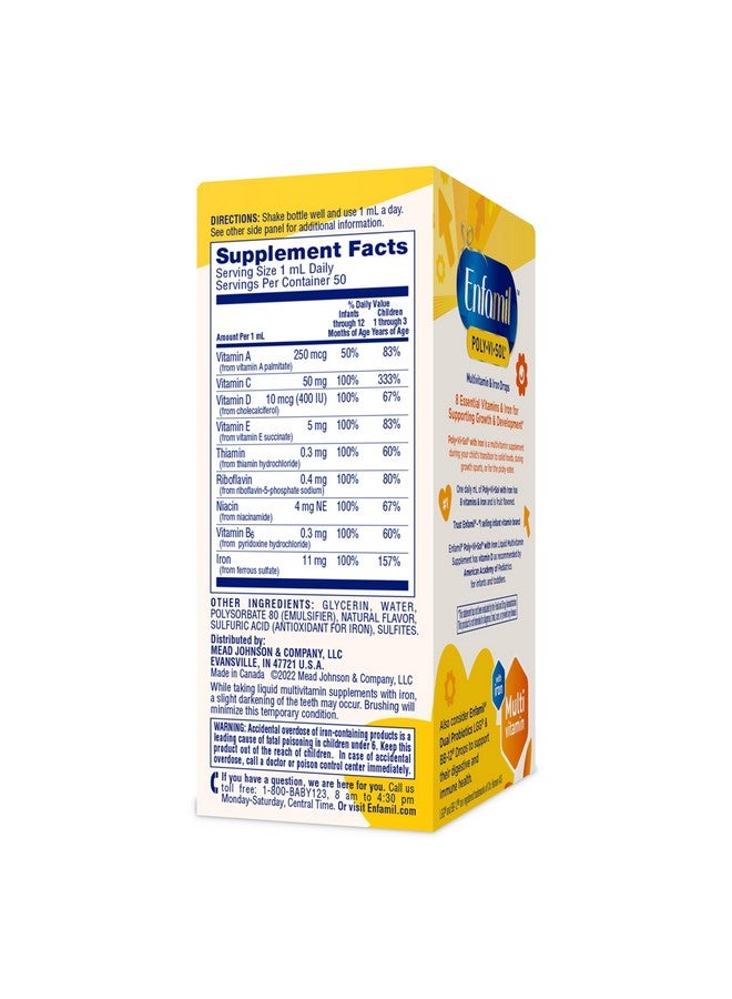 Enfamil Poly-Vi-Sol with Iron Liquid Multivitamin Drops, Supports Growth & Development*, 50mL Bottle - Image 3