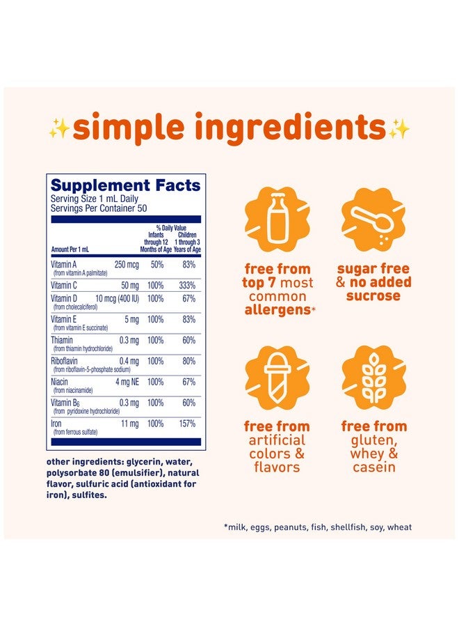Enfamil Poly-Vi-Sol with Iron Liquid Multivitamin Drops, Supports Growth & Development*, 50mL Bottle - Image 2