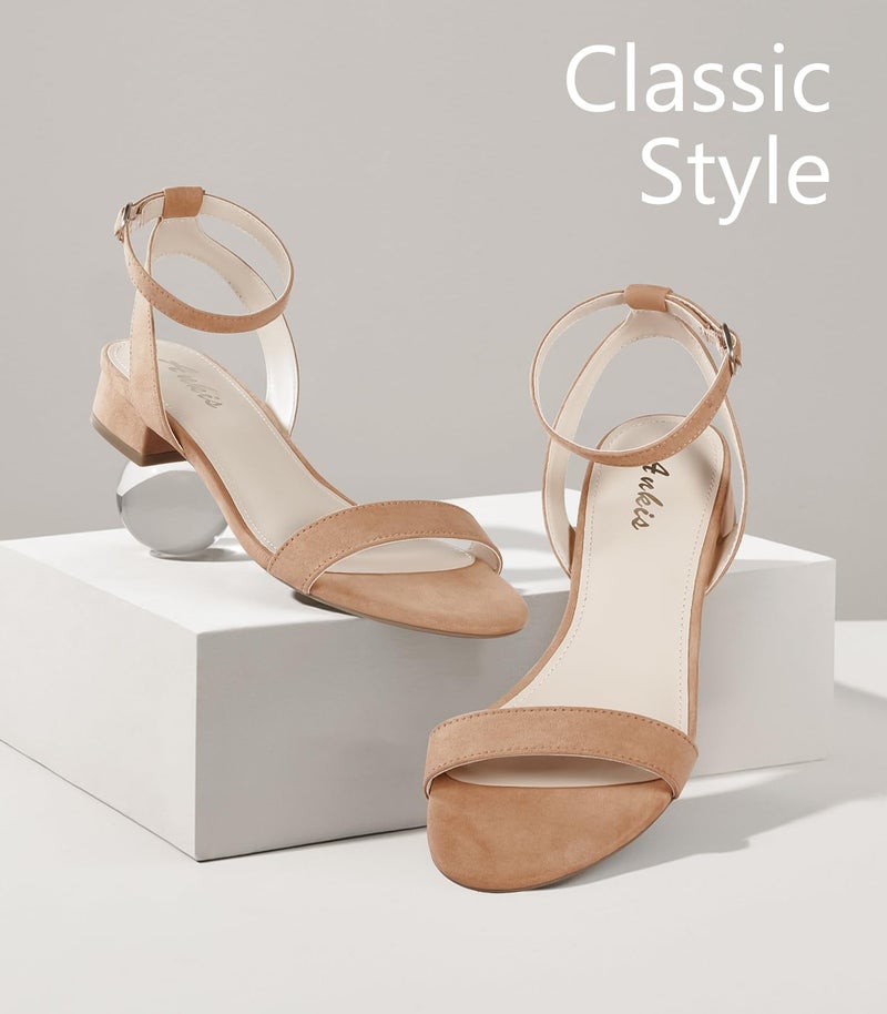 Ankis Black Nude White Gold Women Sandals Comfortable Walking Strappy Open Toe Sandals for Women Dressy Summer 1 Inch Low Block Heel Flat Adjustable Ankle Strap Shoes - Image 4