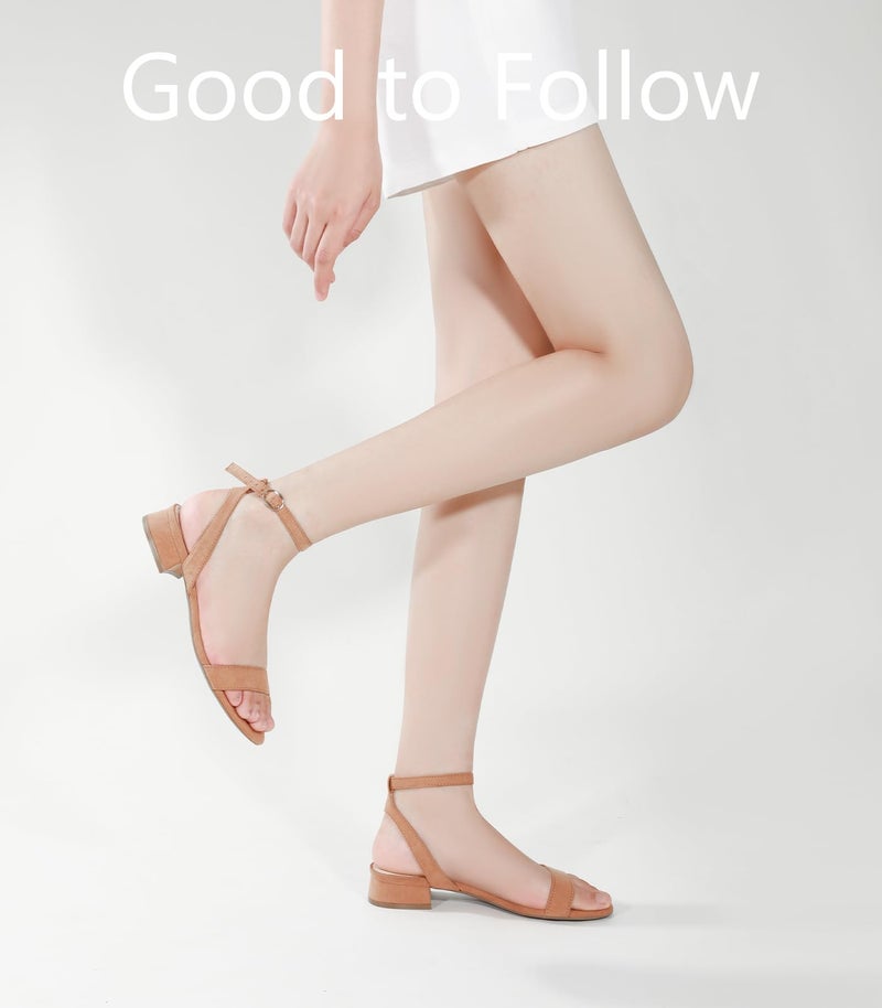 Ankis Black Nude White Gold Women Sandals Comfortable Walking Strappy Open Toe Sandals for Women Dressy Summer 1 Inch Low Block Heel Flat Adjustable Ankle Strap Shoes - Image 5