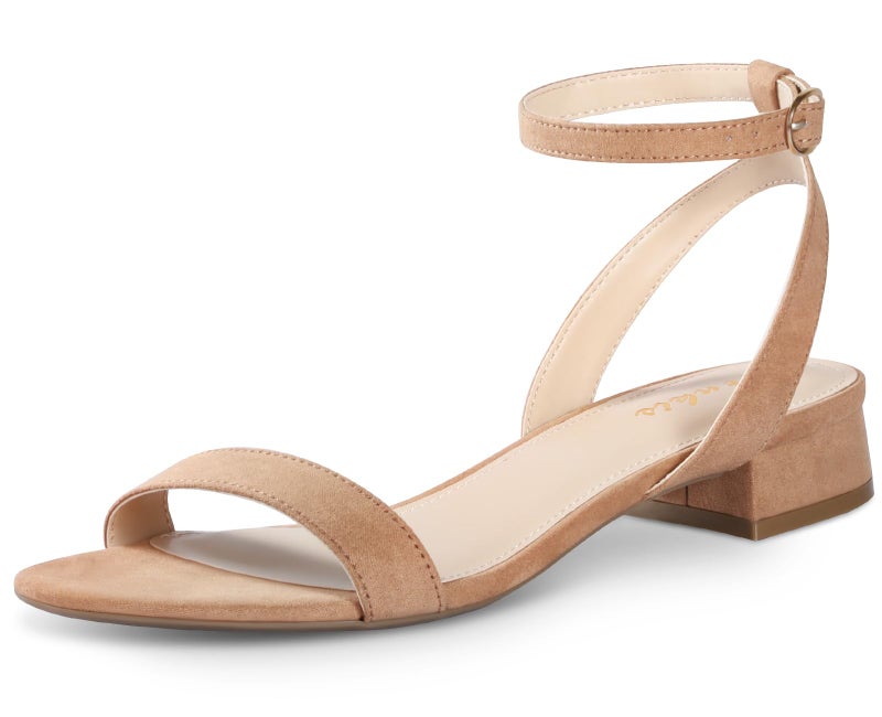 Ankis Black Nude White Gold Women Sandals Comfortable Walking Strappy Open Toe Sandals for Women Dressy Summer 1 Inch Low Block Heel Flat Adjustable Ankle Strap Shoes - Image 1