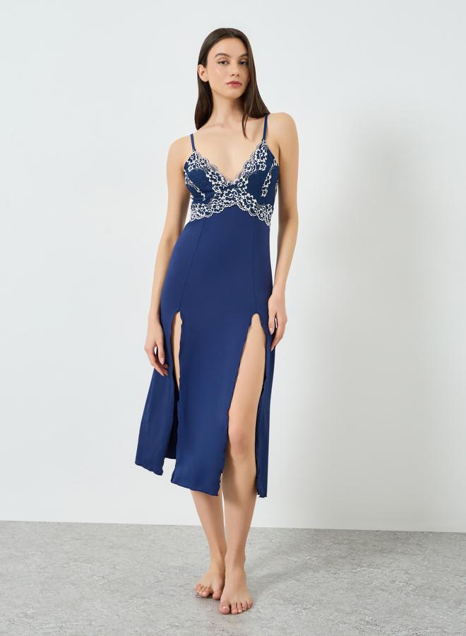 Take Two Navy Blue Lace Slip Dress - Image 2
