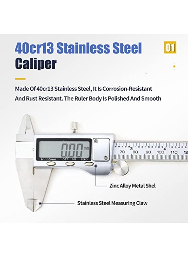 Digital Calipers .6-8 inch/150-200mm Micrometer Measuring Tool, Electronic Digital Caliper With Stainless Steel Body,mm/Inch Conversion, Auto Off Featured Vernier Caliper. - Image 3
