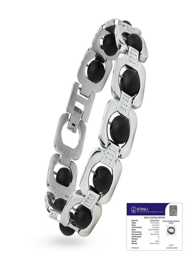 Astrotalk Metal Karungali Bracelet (Silver) | Certified Ebony Wood | Powerful Spiritual Protection, Emotional Balance & Positivity | Bracelet for Man & Women | Gift for Man & Woman - Image 1