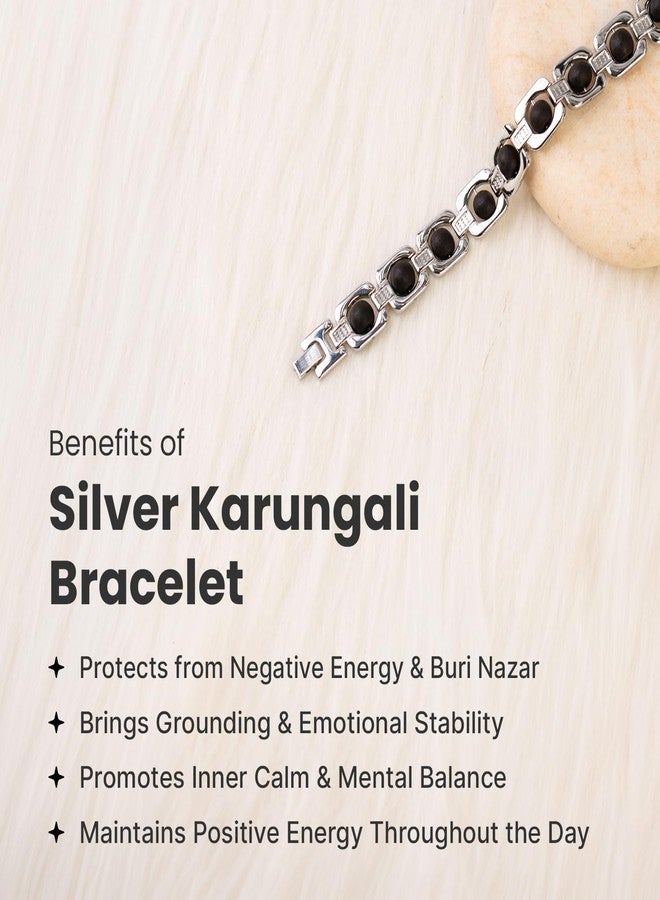 Astrotalk Metal Karungali Bracelet (Silver) | Certified Ebony Wood | Powerful Spiritual Protection, Emotional Balance & Positivity | Bracelet for Man & Women | Gift for Man & Woman - Image 3