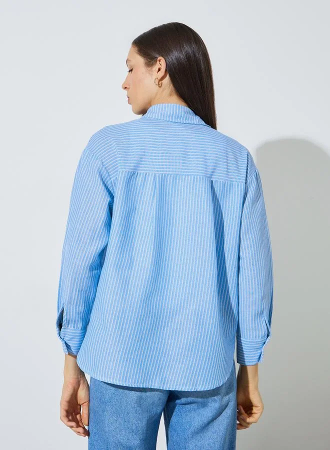 Styli Blue Pack of 2 - Striped Long Sleeve Shirt and Tank Set for Women | Best Price UAE