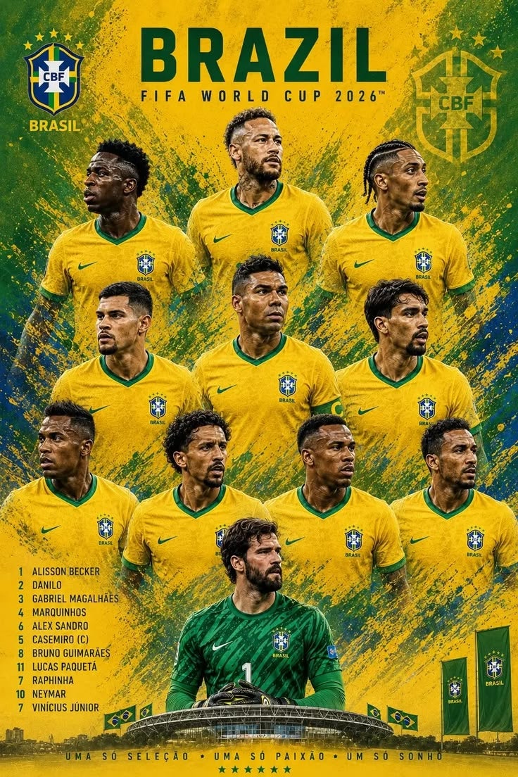 ARS Brazil Team, FIFA World Cup 2026 Banner Wall Art, Party, Party Backdrop, Football Party – Premium Fabric Poster, Banner, Large Banner, Durable Weather-Resistant Hanging Banner with Metal Rings for Indoor & Outdoor Decoration - Image 2
