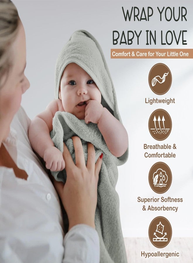infancie Organic Cotton Plush Woven Hooded Baby Towels, 31x31 Inches, Plush Bath Towels with Hood for Newborns and Kids, Girls & Boys (Moss Green, 31.4" L x 31.4" W) - Image 4