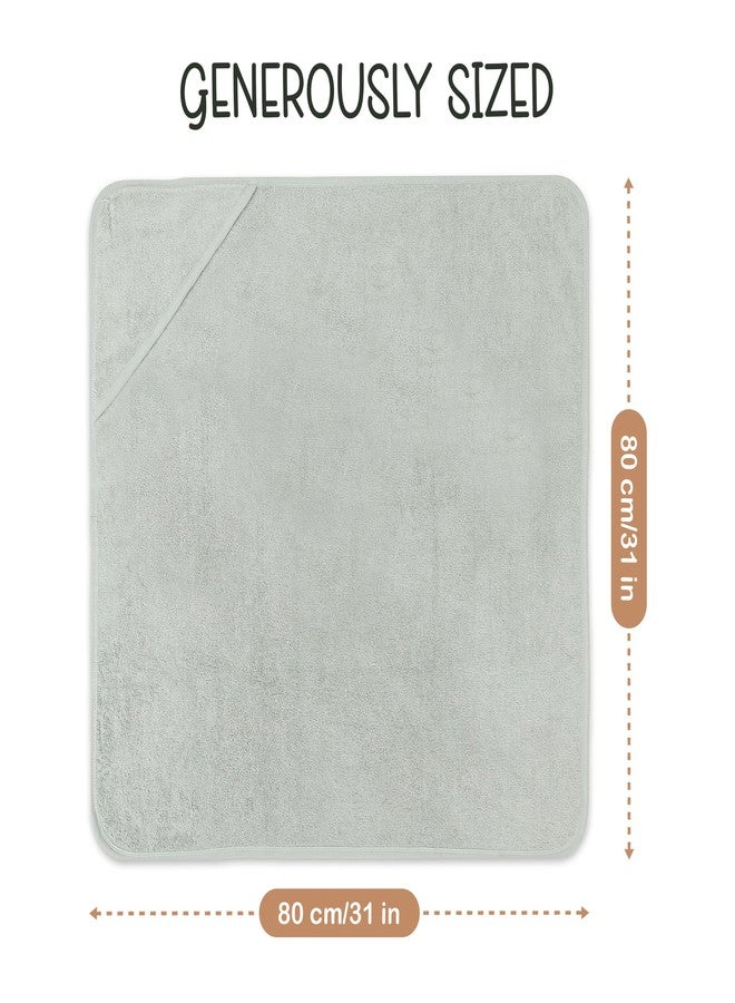 infancie Organic Cotton Plush Woven Hooded Baby Towels, 31x31 Inches, Plush Bath Towels with Hood for Newborns and Kids, Girls & Boys (Moss Green, 31.4" L x 31.4" W) - Image 2