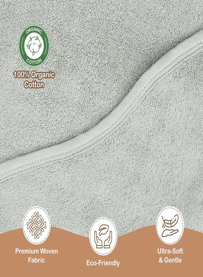 infancie Organic Cotton Plush Woven Hooded Baby Towels, 31x31 Inches, Plush Bath Towels with Hood for Newborns and Kids, Girls & Boys (Moss Green, 31.4" L x 31.4" W) - Image 5