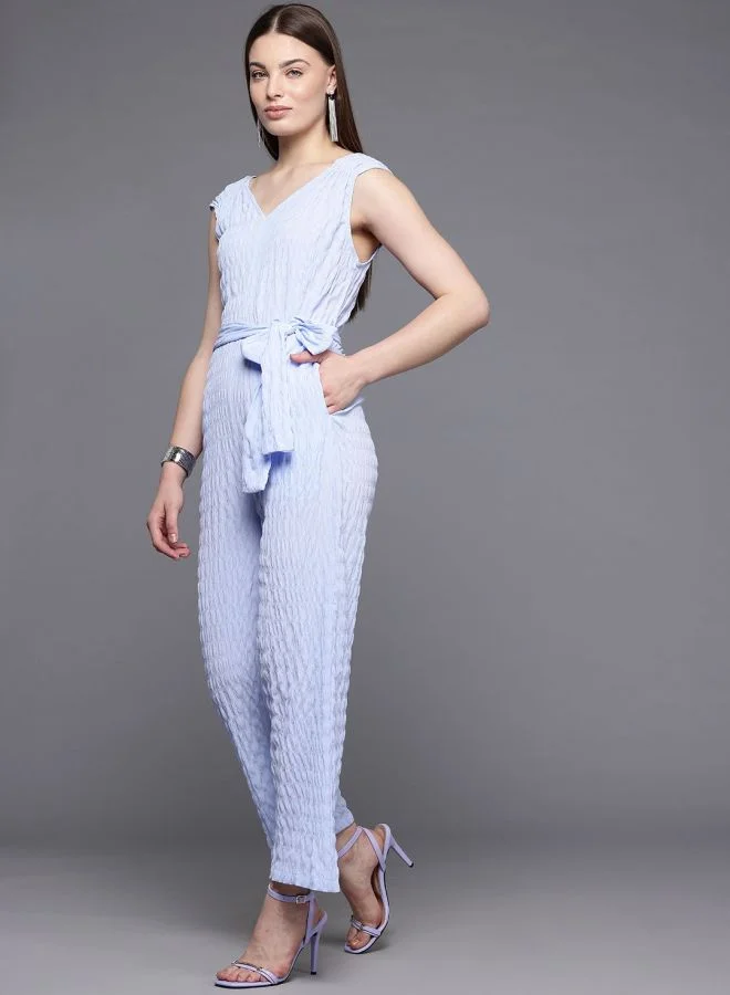 Freehand  Women Regular Fit Textured V-Neck Jumpsuit  | Best Price UAE