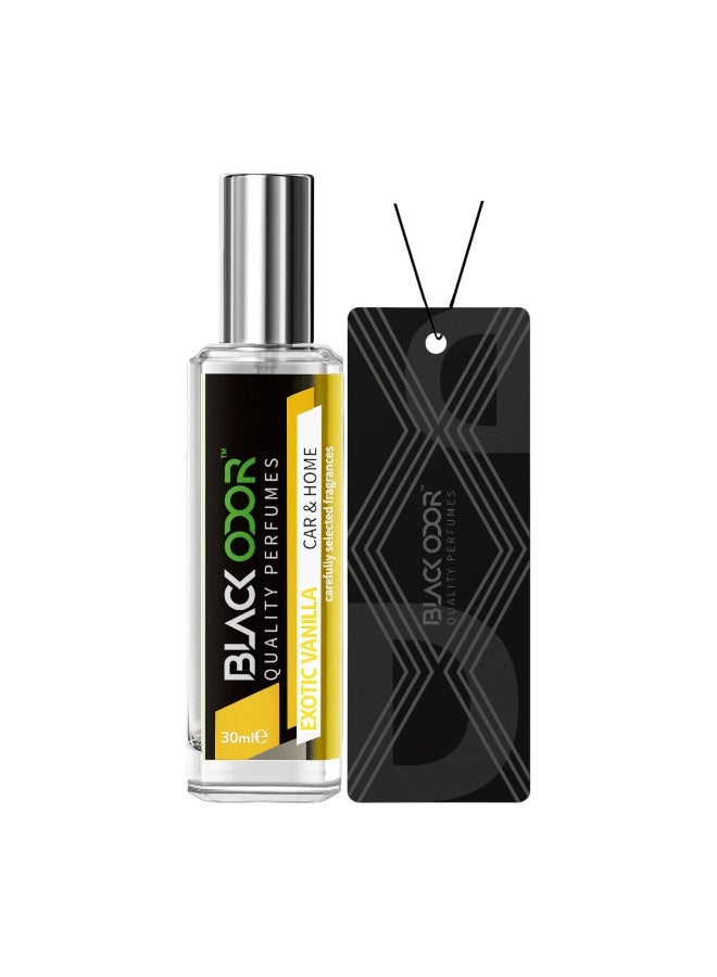 BLACK ODOR Exotic Vanilla Quality Perfume for Car & Home: Long-Lasting, Spill-Proof, 30ml Pure Essential Oil Air Freshener Spray with Hanging Diffuser Tag - Eco-Friendly, No Alcohol, and Allergen-Free for a Calming, Soothing Interior Freshness - Image 2