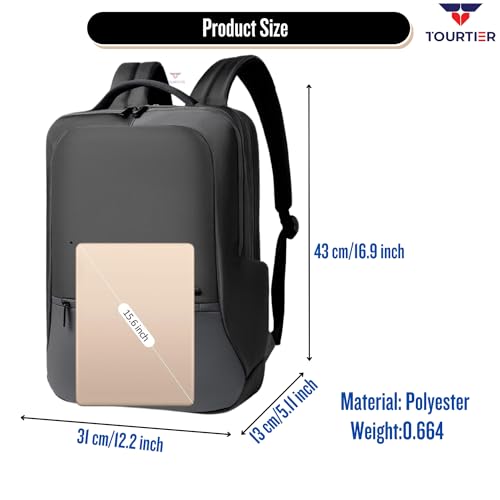 TOURTIER Multifunctional Laptop Bag, Casual Backpack for Business, Travel, School, College, Computer (DESIGN-1, GREY) - Image 2
