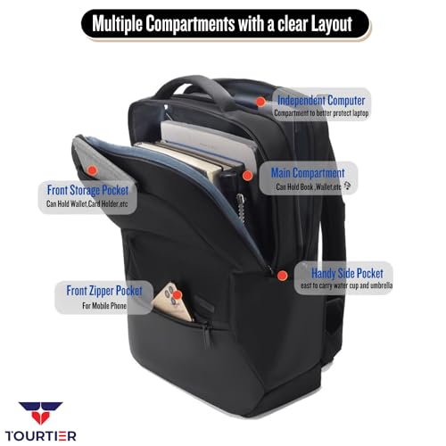TOURTIER Multifunctional Laptop Bag, Casual Backpack for Business, Travel, School, College, Computer (DESIGN-1, GREY) - Image 3