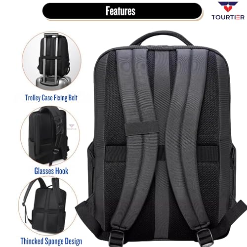 TOURTIER Multifunctional Laptop Bag, Casual Backpack for Business, Travel, School, College, Computer (DESIGN-1, GREY) - Image 4